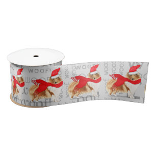 Cute Hondenliefhebber Holiday Rough Collie Kerstmi Satijnen Lint