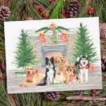 Cute Hondenliefhebber Puppy KerstFireplace Scene Feestdagenkaart<br><div class="desc">Stuur kerstfeestdagen dit vakantieseizoen met deze hondenrassen in een waterverf ontwerp. Deze hondenliefhebbers vakantiekaart is voorzien van honden, gele labrador recovery, collie aan de grens, gouden rekruter, pommern, beagle en een husky malamute, een fireplace scène met vakantiebomen, kousen en cadeaus. Personaliseer uw familienaam. Deze kerstkaart voor dierenvrienden zal een favoriet...</div>