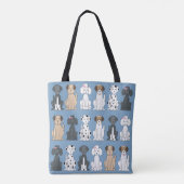 Cute Hondenliefhebbers Monogram blauw Tote Bag (Achterkant)