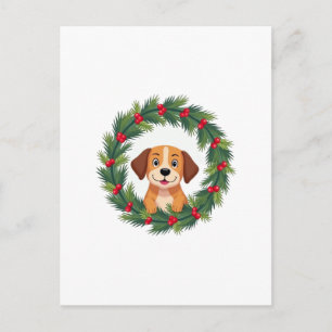 Cute Hondenneus Kerstkrans Kersthondenmoeder D Briefkaart