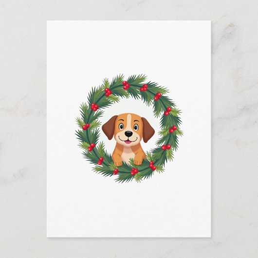 Cute Hondenneus Kerstkrans Kersthondenmoeder D Briefkaart (Voorkant)