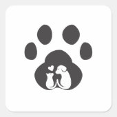 Cute Hondenpoot Liefde Stickerblad Vierkante Sticker (Voorkant)