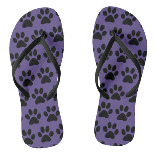 Cute Hondenpootafdruk Patroon Stijlvol Zwart Paars Teenslippers