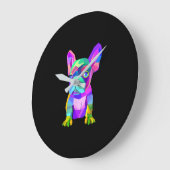 Cute Hondenras, gekleurd Bulldog Franse Gift Grote Klok (Hoek)