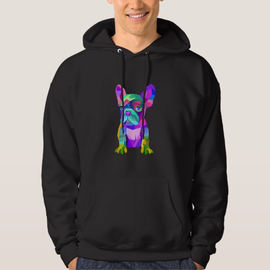 Cute Hondenras, gekleurd Bulldog Franse Gift Hoodie (Voorkant)