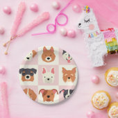 Cute hondenras roze patroon papieren bordje (Feest)