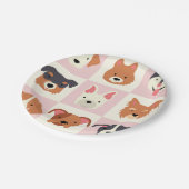 Cute hondenras roze patroon papieren bordje (Gekanteld)