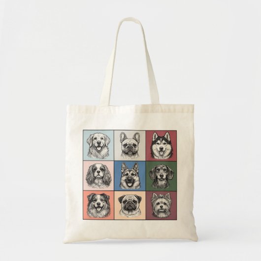 Cute hondenrassen Pop Art schets grid collage Tote Bag (Voorkant)