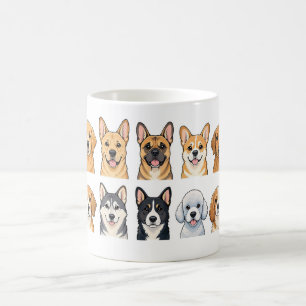 Cute hondenrassen waterverfpatroon koffiemok