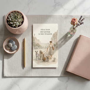 Cute Hondenuitlater en Dierenoppas Meisje Visiteka Visitekaartje