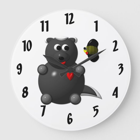 Cute Honey Badger with Bee Clock Grote Klok (Voorkant)