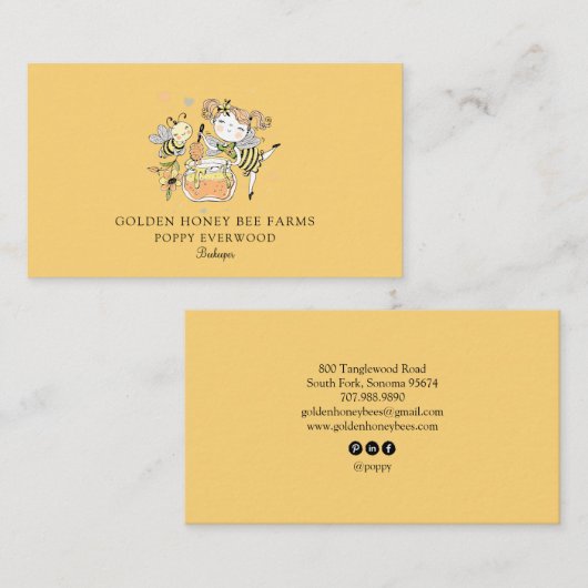 Cute Honey Bee Apiary Beekeeper Honey Products  Visitekaartje (Voorkant / Achterkant)