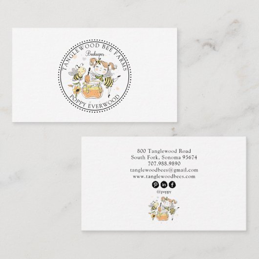 Cute Honey Bee Apiary Beekeeper Honey Products  Visitekaartje (Voorkant / Achterkant)