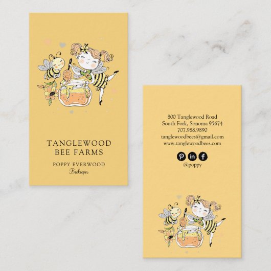 Cute Honey Bee Apiary Beekeeper Honey Products Visitekaartje (Voorkant / Achterkant)