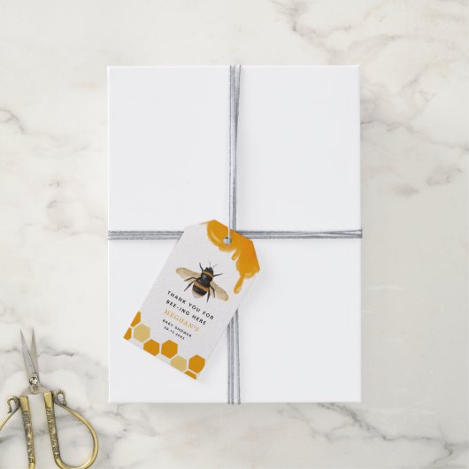 Cute Honey Bee Baby shower Cadeaulabel (Met Touw)
