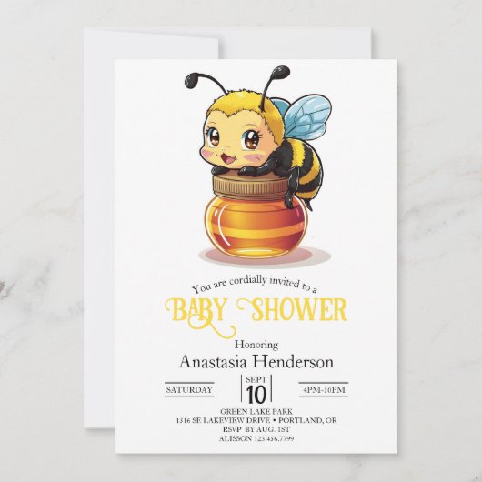 Cute Honey Bee Baby shower Kaart (Voorkant)