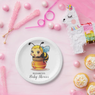 Cute Honey Bee Baby shower Papieren Bordje