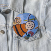 Cute Honey Bee Badge Ronde Button 4,0 Cm (In situ)