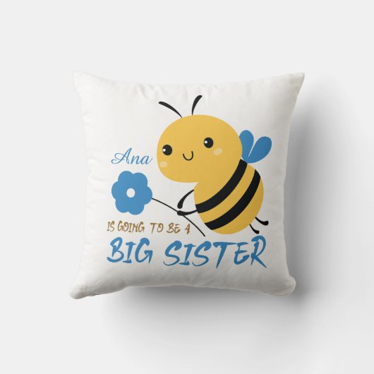 Cute Honey Bee Big Sister Name Custom  Kussen (Achterkant)