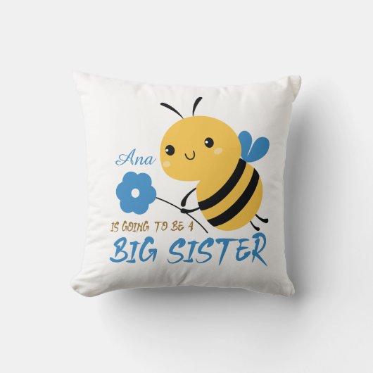 Cute Honey Bee Big Sister Name Custom  Kussen (Voorkant)