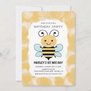 Cute Honey Bee Birthday Party Kaart