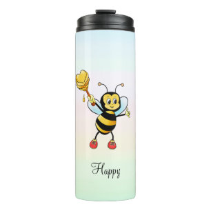 Cute Honey Bee & Calligrafie in Pastelkleuren Thermosbeker