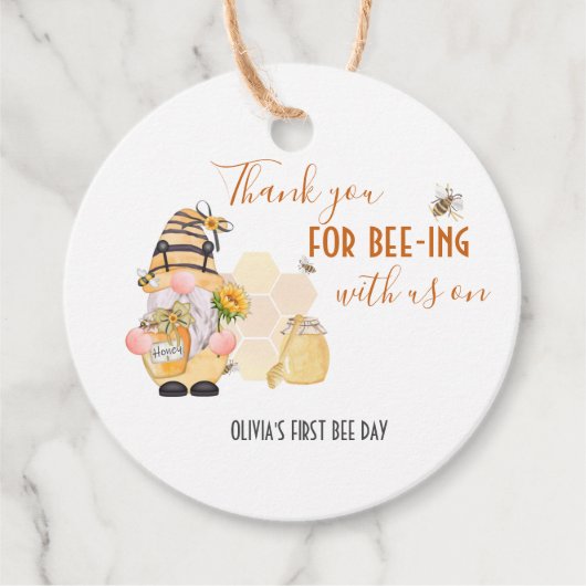 Cute honey bee comb yellow bees bloemen bedankjes labels (Voorkant)