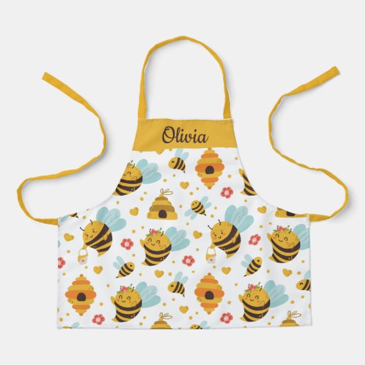 Cute Honey Bee Custom Text Schort (Voorkant)