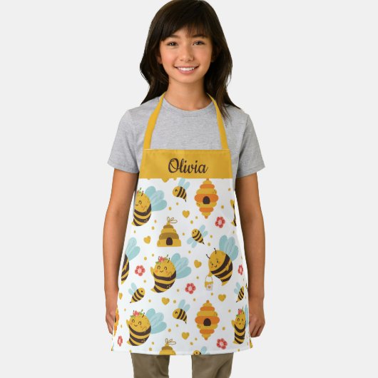 Cute Honey Bee Custom Text Schort (Insitu)