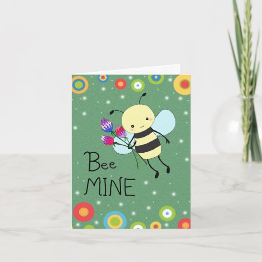 Cute Honey Bee Easy Custom Message Valentines day Kaart (Voorkant)
