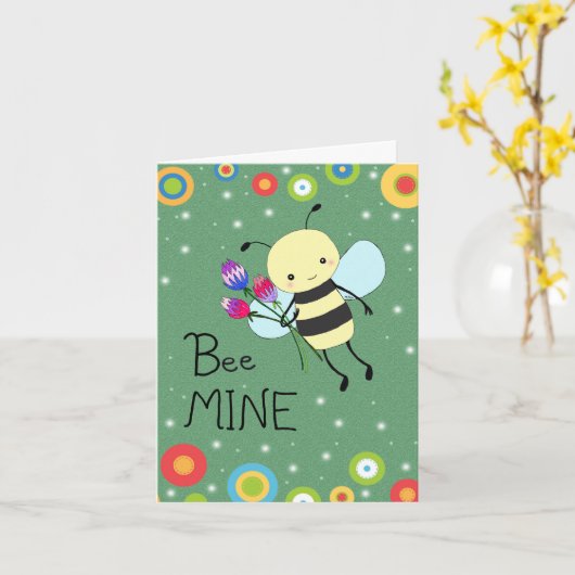 Cute Honey Bee Easy Custom Message Valentines day Kaart (Gele Bloem)