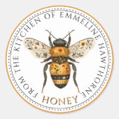 Cute Honey Bee Floral Honey Label (Voorkant)