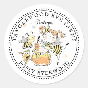 Cute Honey Bee Imkerij Imker Honingproducten Ronde Sticker