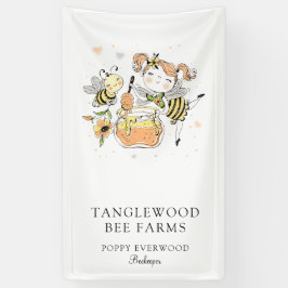 Cute Honey Bee Imkerij Imker Honingproducten Spandoek