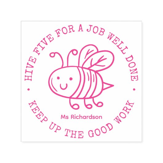Cute Honey Bee Job Goed gedaan Onderwijsverkrijger Zelfinktende Stempel (Design)