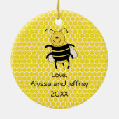 Cute Honey Bee Kerstsier Happy Honey Days Keramisch Ornament (Achterkant)