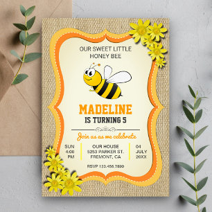 Cute Honey Bee Kids Verjaardagsfeest Uitnodiging