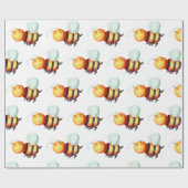 Cute Honey Bee met Blue Wings Patterned Cadeaupapier (Vlak)