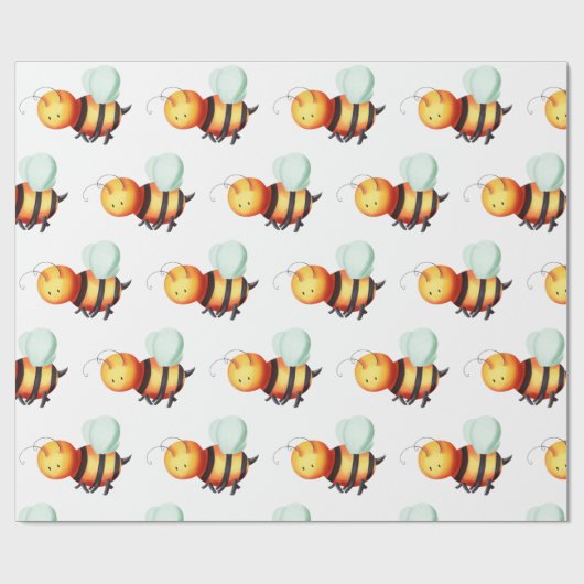 Cute Honey Bee met Blue Wings Patterned Cadeaupapier (Vlak)