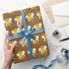 Cute Honey Bee on Brown Cadeaupapier