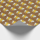 Cute Honey Bee on Brown Cadeaupapier (Hoek)