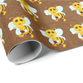 Cute Honey Bee on Brown Cadeaupapier (Rol Hoek)