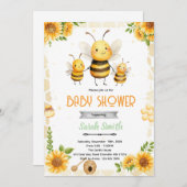 Cute honey bee party theme invitation kaart (Voorkant / Achterkant)