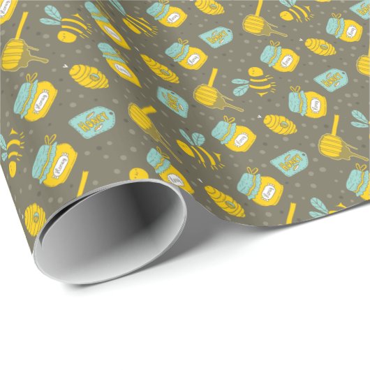 Cute Honey Bee Pattern Gift Cadeaupapier (Rol Hoek)