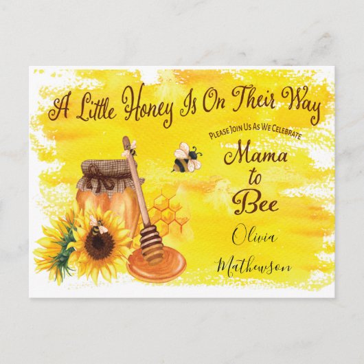 Cute Honey Bee Rustic Gender Neutral Baby shower Briefkaart (Voorkant)