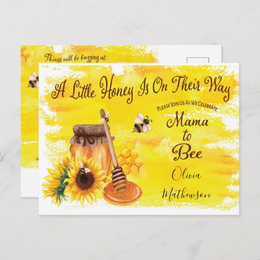 Cute Honey Bee Rustic Gender Neutral Baby shower I Briefkaart (Voorkant / Achterkant)