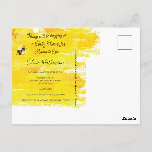 Cute Honey Bee Rustic Gender Neutral Baby shower I Briefkaart (Achterkant)