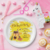 Cute Honey Bee Rustic Greenery Baby shower Papieren Bordje (Feest)