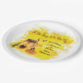 Cute Honey Bee Rustic Greenery Baby shower Papieren Bordje (Gekanteld)