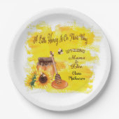 Cute Honey Bee Rustic Greenery Baby shower Papieren Bordje (Voorkant)